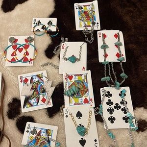 Western jewelry necklaces, earrings, 3 rings and 3 bracelets.